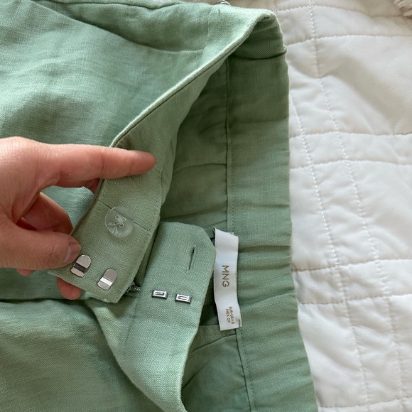 Mango Straight Linen Green Pant - Picture 5 of 5